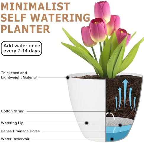 QRRICA 12/10/9 Inch Self Watering Pots for Indoor/Outdoor Plants - Image 4