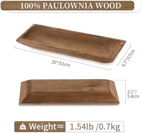 Hanobe Large Wood Decorative Dough Bowl for Coffee Table Decor, 19.6" Brown - Image 4