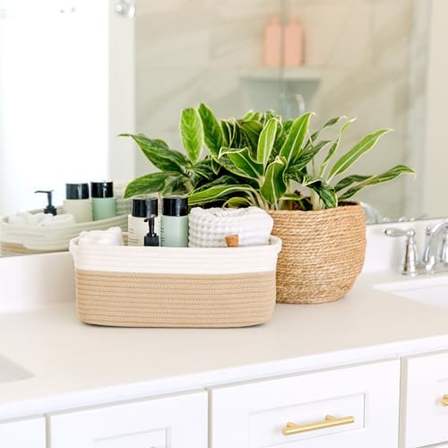 NaturalCozy 13.5”x8.5”x5.5” Storage Baskets for Shelves 3 Pack | Cotton Rope Woven Small Baskets for Organizing | Small Storage Bins for Nursery, Bathroom, Closet, Cube Shelf, Decorative, Gift - Image 4