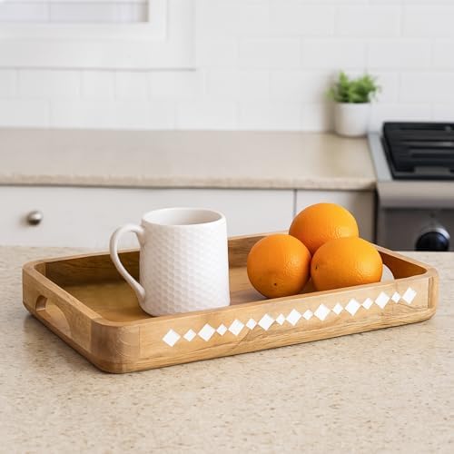Mela Artisans Rounded Mango Wood Serving Tray - Natural, 15x10 in - Image 4