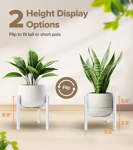 Plant Stand Indoor Adjustable, Metal Modern Indoor Plant Stand, Heavy Duty Plant Stands Outdoor Corner, Stable Plant Holder, Fits 8 to 12 Inches Pots, White, 1 Pack, Pot & Plant Not Included - Image 2