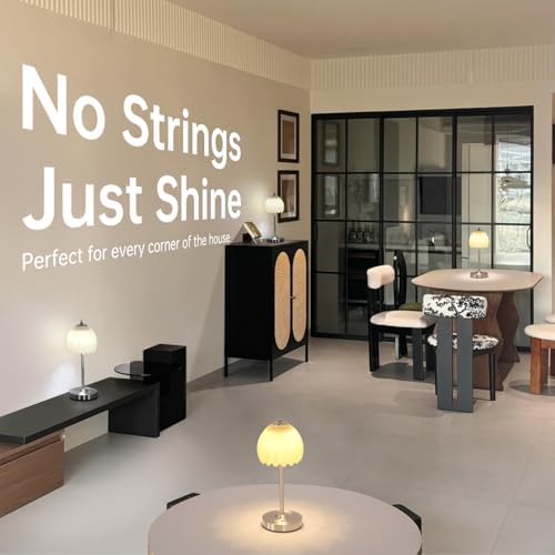 Shenmoyl Tulip Table Lamp with 5200mAh Battery & Touch Control, Cordless Small Table Lamp with 3 Colors, Dimmable Rechargeable Table Lamps for Living Room, Bedroom, Desk, Bedside (Creamy Yellow Tulip) - Image 2