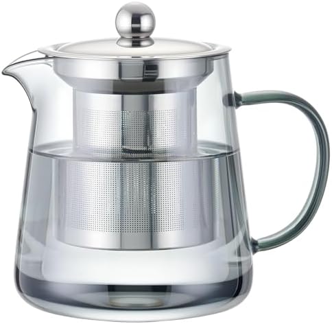 PARACITY Clear Teapot, Glass Kettle with Infuser, Tea Maker, 18.6 oz, Black by PARACITY