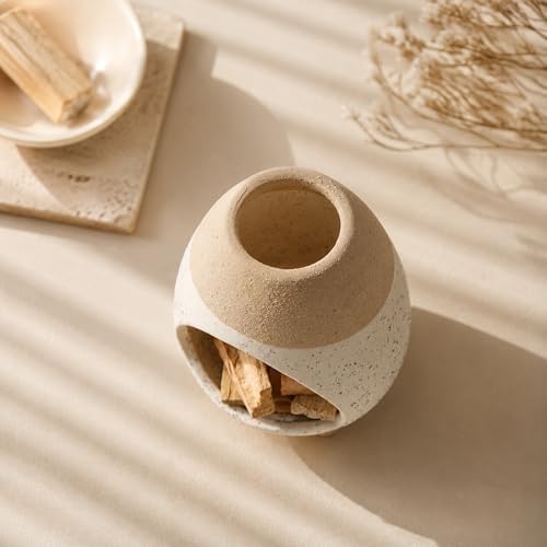 Palo Santo Holder Burner, Handcrafted Ceramic Incense Holder Burner and Ash Catcher for Palo Santo Sticks or sage Bundles, Smudge Bowl, Meditation Home Decor (White Yellow) - Image 2
