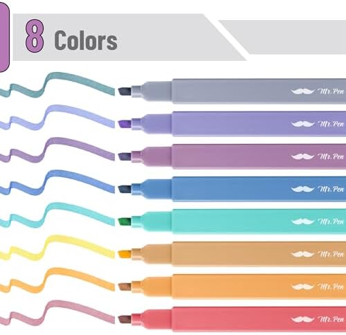 Mr. Pen- Aesthetic Highlighters No Bleed, 8 Pack, Assorted Colors | Chisel Tip, Cute Highlighters Assorted Colors for Journaling, Highlighting, Underlining, Fast Dry, Back to School Supplies - Image 2