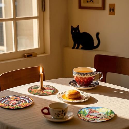 8 Pcs Fall Diamond Art Coasters Kits, Diamond Painting Coasters Kits ﻿ ﻿ - Image 2