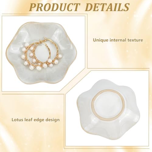 10Pcs Ceramic Jewelry Dish, Lotus Leaf Design Trinket Tray Diameter 4.2" for Necklaces Earrings Rings, Decorative Vanity Tray for Bathroom Bedroom Dresser - Image 4