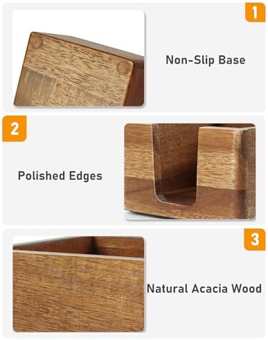 Acacia Wood Sticky Note Holder, Post It Note Dispenser for Office Desk, 3x3 Sticky Notes Organizer, Wooden Memo Pad Holder for Desk Home Accessories, No Pads Included (Sticky Note Holder) - Image 3