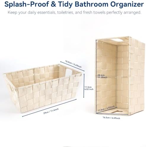 Whitmor Small Woven Storage Baskets for Shelves - Decorative Bathroom Organizer Bins with Metal Structure, Versatile Shelf Storage Solution for Home Organization & Closet (Latte) - Image 4