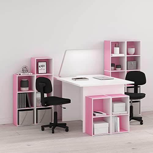 Furinno PASIR Book Shelf, 5-Tier Modern Bookshelf, Open Shelves Bookcase 9 x 12 x 52, Easy Assembly, for Living Room, Bedroom, Home Office, Pink/White - Image 2