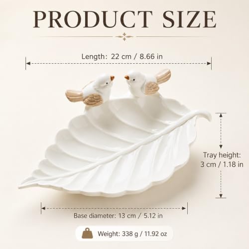 LUOZZY Ceramic Bird Leaf Trinket Dish 1Pc B2-2 - Image 3