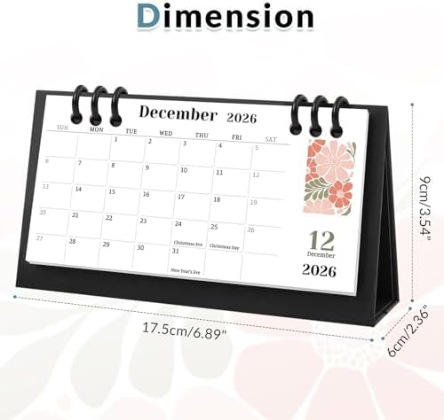 Small Desk Calendar 2026-2027, Flower Mini Desk Calendar (From September 2026 to December 2027) Flip Desktop Standing Calendar, Monthly Planner Cute Calendar, School Home Office Supplies - Image 5