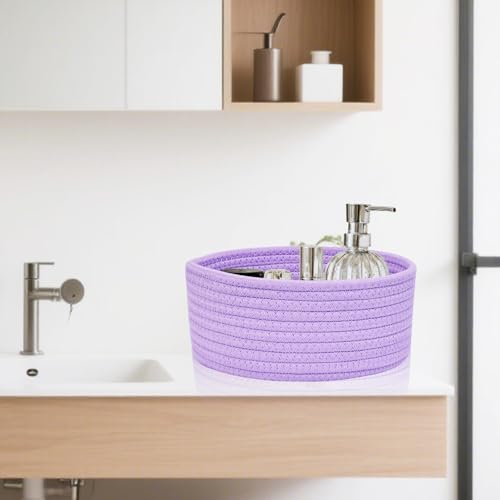 ABenkle Small Woven Basket, Empty Tiny Shallow Storage Basket, Mini Cotton Rope Baskets, Round Decorative Hamper, Basket Storage Bins for Toys, Spa, Socks, Nursery, Living Room - Image 4
