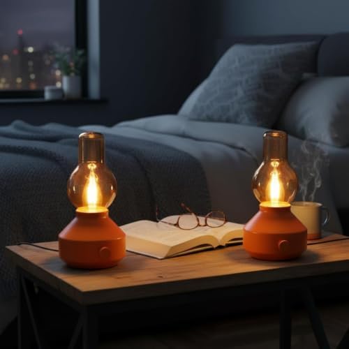 Vintage Rechargeable Cordless Small Table Lamp, Rotary Dimmable Control - Image 5