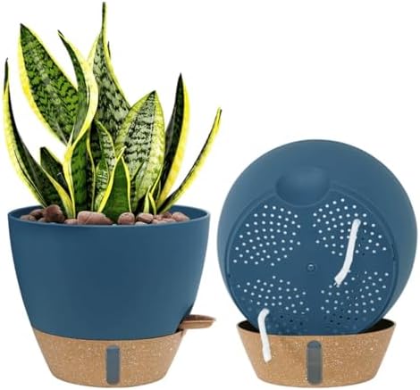 2 Pack 10 inch Self Watering Planters, PP Plastic Plant Pots for Indoor by Montresor