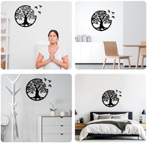 Tree of Life Wall Art 12 Inch Wooden Family Tree Wall Decor with 3 Birds - Image 5