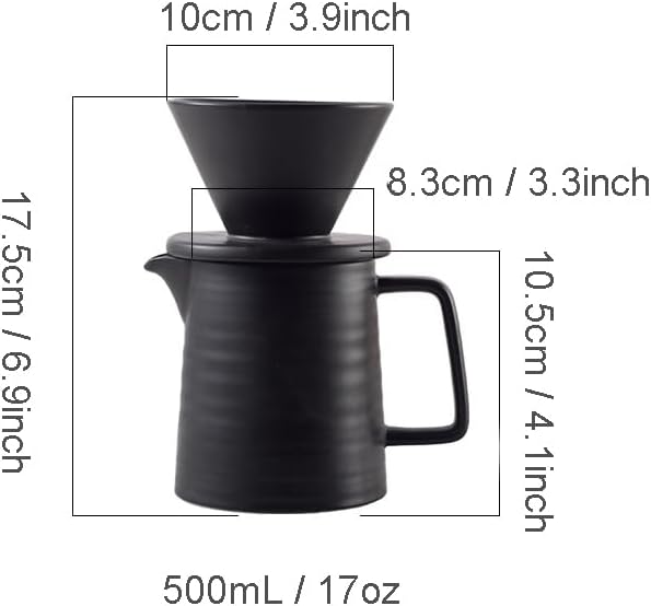BeeCa Ceramic Pour Over Coffee Maker, 17Oz V60 Hand Brewed Set - Image 6