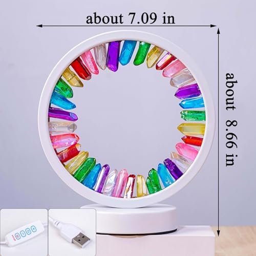 Runyansghi Chroma Electroplated Single Point Night Lamp 8.6" Healing Crystal Bedside Lamp USB Port 3 Colours Dimming Mode Bedroom Lamp Suitable Night Light Office Home Decor Ideal Gift - Image 3