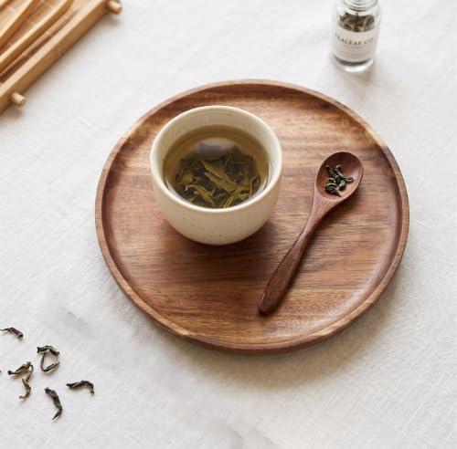 6 in Round Wooden Platter, Natural Acacia Tray, Wooden Dinner Plates, Tray Organizer, Serving Tray for Coffee Table, Home Decor, Fruit, Appetizer (6 Inch) - Image 5