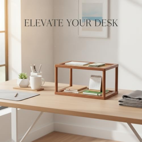 Natural Bamboo Desktop Organizer Rack - Vertical File & Mail Holder for Office Desk, Kitchen Counter, or Entryway Table - Image 2