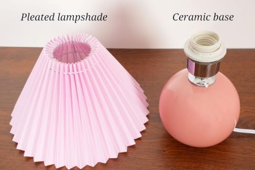 Meefad Modern Pleated Small Table Lamp Aesthetic Cute Night Light in Pink - Image 3