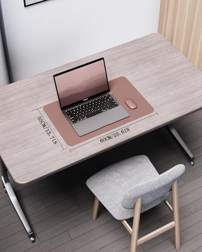 YSAGi Double-Sided Desk Pad, 23.6"x13.7" Leather Desk Mat, Eco Cork Desk Pad Protector, Large Mouse Pad for Desk, Waterproof Desk Blotter Pad, Desk Writing Pad for Office Work/Home(Pale Mauve/Cork) - Image 2