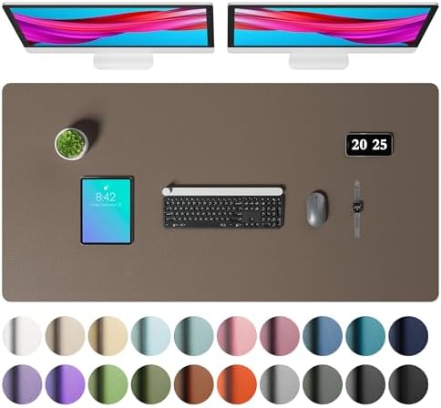 Aothia Faux Leather Desk Mat – Large Mouse Pad, Non-Slip PU Leather Blotter, Waterproof Writing Surface for Office and Home (Coffee, 47.2" x 23.6") by AothiaSimpleNaturalUnique