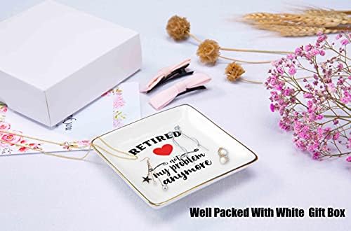 Retirement Appreciation Gifts for Colleagues-Jewelry Holder Ring Dish Trinket Tray- Coworker Leaving Going Away Gift-Present for Mom,Boss,Teachers,Nurse,Friends,Sis-Retired Not My Problem Anymore - Image 4