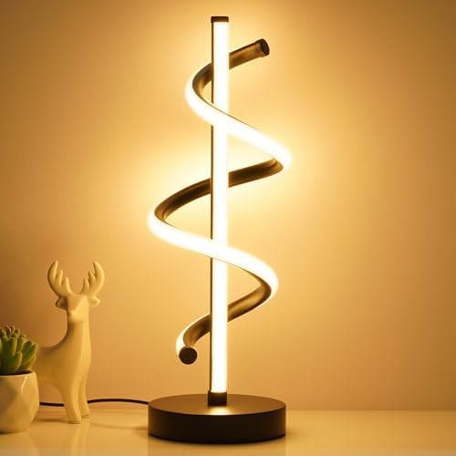 NUÜR Black Spiral LED Table Lamp, Dimmable Metallic Bedside Lamp by NU%C3%9CRLightning