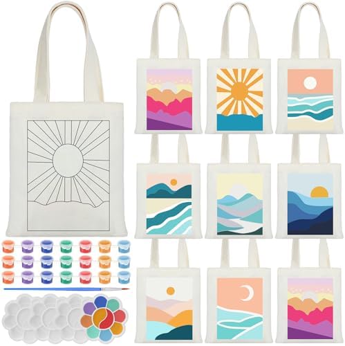 Aliceset 16 Pcs Color Your Own Bag Tote Bag Painting by Aliceset