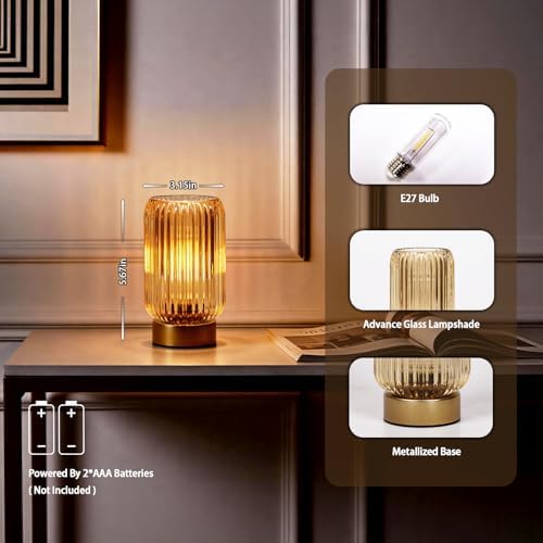 MJ PREMIER Battery Operated Lamp, Small Cordless Lamp with Timer, Yellow*2 - Image 4