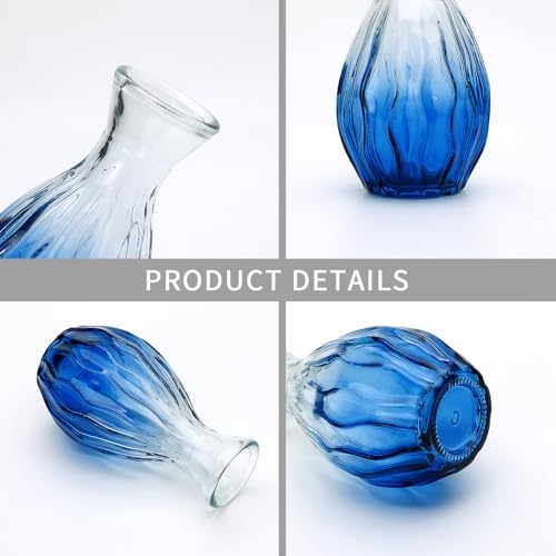 Glass Bud Vases 4 Pack, Small Deepblue Flower Vases for Wedding Centerpiece - Image 3