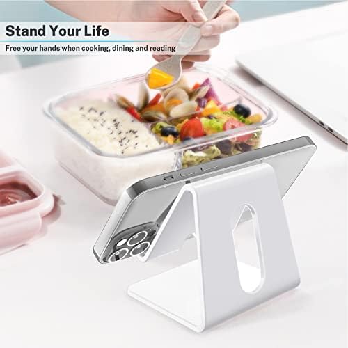 Crpich Acrylic Cell Phone Stand, Portable Phone Holder, White Phone Stand for Desk, Compatible with Phone16 15 14 13 12 Pro Max Mini 11 Plus, Switch, Android Smartphone, Pad, Tablet, Desk Accessories - Image 2