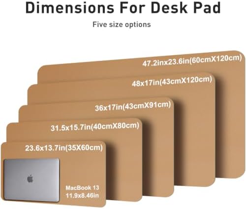 Aothia Faux Leather Desk Mat Mouse Pad, 47.2" x 23.6", Khaki - Image 5