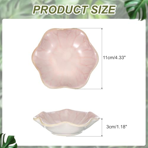 uxcell 1Pcs Ceramics Jewelry Plate, Lotus Leaf Shape Key Holder Bowl for Entryway Table Decor Small Ring Tray Dish Gift for Women Girlfriend, Pink - Image 2