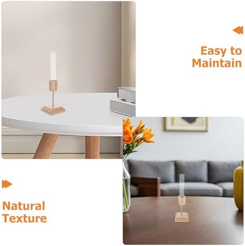 2pcs Glass Terrarium Stand with Wooden Base for Plant Propagation Station, Rustic Hydroponic Flower Vase with Stable Construction and Visible Growth Experience, for Office - Image 3