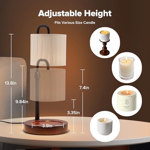 Candle Warmer Lamp with Timer, Dimmable Wax Warmer Candle Lamp for Jar Candle with 2 Bulbs, Christmas Birthday Gifts for Women Mom, Cozy Home Decor for Room, Bedroom, Kitchen-Pleated Fabric - Image 2