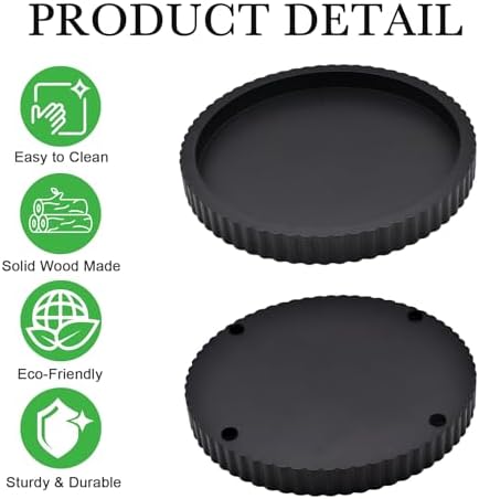 Modern Decorative Tray for Coffee Table, 11" Wooden Black Round Small Decor Tray for Candle, Perfume, Vanity, Kitchen Island Counter & Table Centerpiece - Image 4