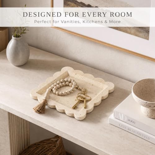 Decorative Scalloped Tray - Travertine Stone Inspired Jewelry Tray - Image 7