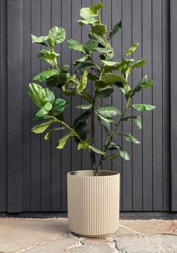 Veradek Round Demi Planter Pots for Indoor/Outdoor Garden Use, Made from Plastic-Concrete Mix with Drainage Holes, Perfect for Small to Large Succulent Plants, Flowers, Modern Interior Plants - Image 4