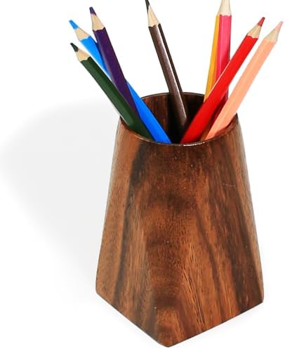 Acacia Wooden Pen Pencil Holder for Desk, Multi-purpose Pencil Cup for Office/School/Home, Pen Organizer Desk Accessories, Also Suitable for Makeup Brush Holder by Unknown
