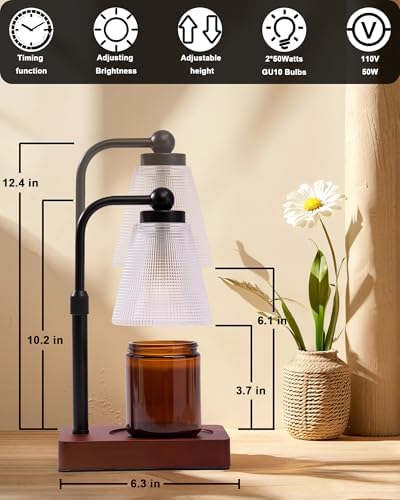 Candle Warmer Lamp with Timer, Dimmable, Adjustable Height, Square - Image 6