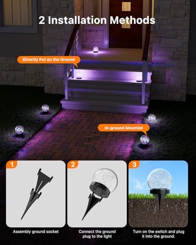 2 Pack 3.94" Multicolor Solar Powered Cracked Glass Ball Lights - Image 5