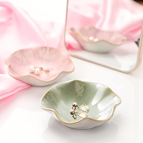 Binoster Ceramic Jewelry Dish,Leaf Jewelry Tray Key Tray,Small Ring Dish Holder Jewelry Plate Trinket Tray Catchall Tray Nightstand Decor For Entryway Green Table Room Decor - Image 5