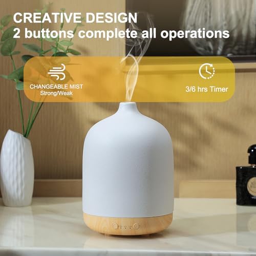 250ml Ceramic Essential Oil Diffusers for Home, Aromatherapy Diffuser - Image 3