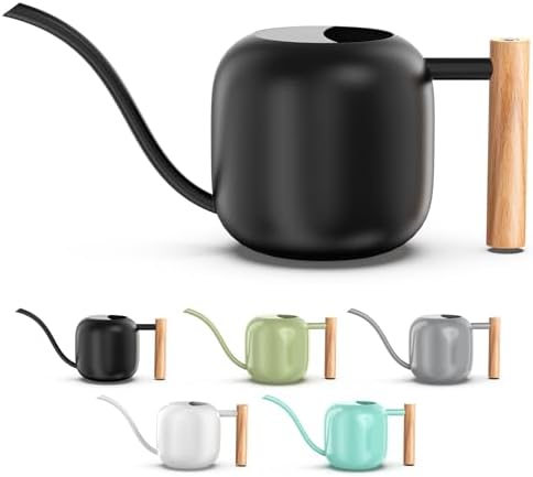 Green Moon 1.2L/41oz Metal Metal Watering Can with Long Spout, Black by GreenMoon