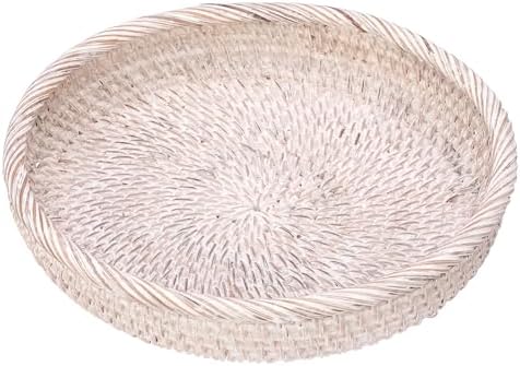 Hipiwe Key Basket Bowl for Entryway 10" Round Woven Wicker Serving Tray by Hipiwe