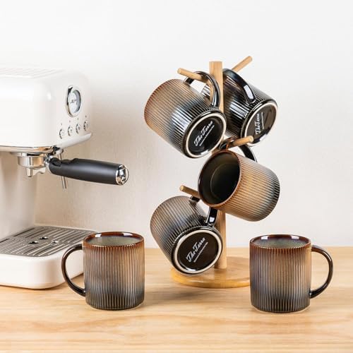 theterra Ceramic Coffee Mugs Set of 4, 14.2 oz Coffee Cups with Handle - Image 7