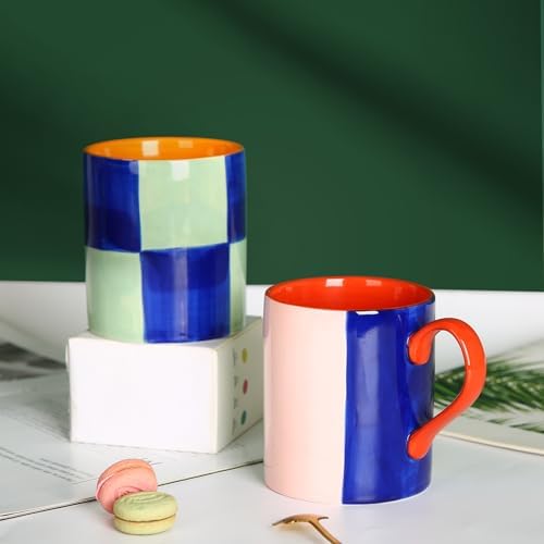 Koja Colorful Hand Painted Ceramic Mugs, 16 oz, Set of 4, Dishwasher Safe - Image 6