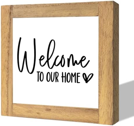 Welcome To Our Home - Freestanding Farmhouse Welcome Sign for Entryway, Front Door & Porch Decor by MLTEye